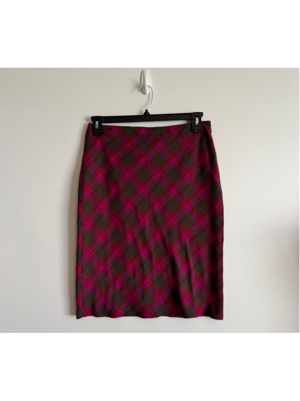 Women's 2 much LA Plaid Pencil Skirt, Size 9, Pink and Brown